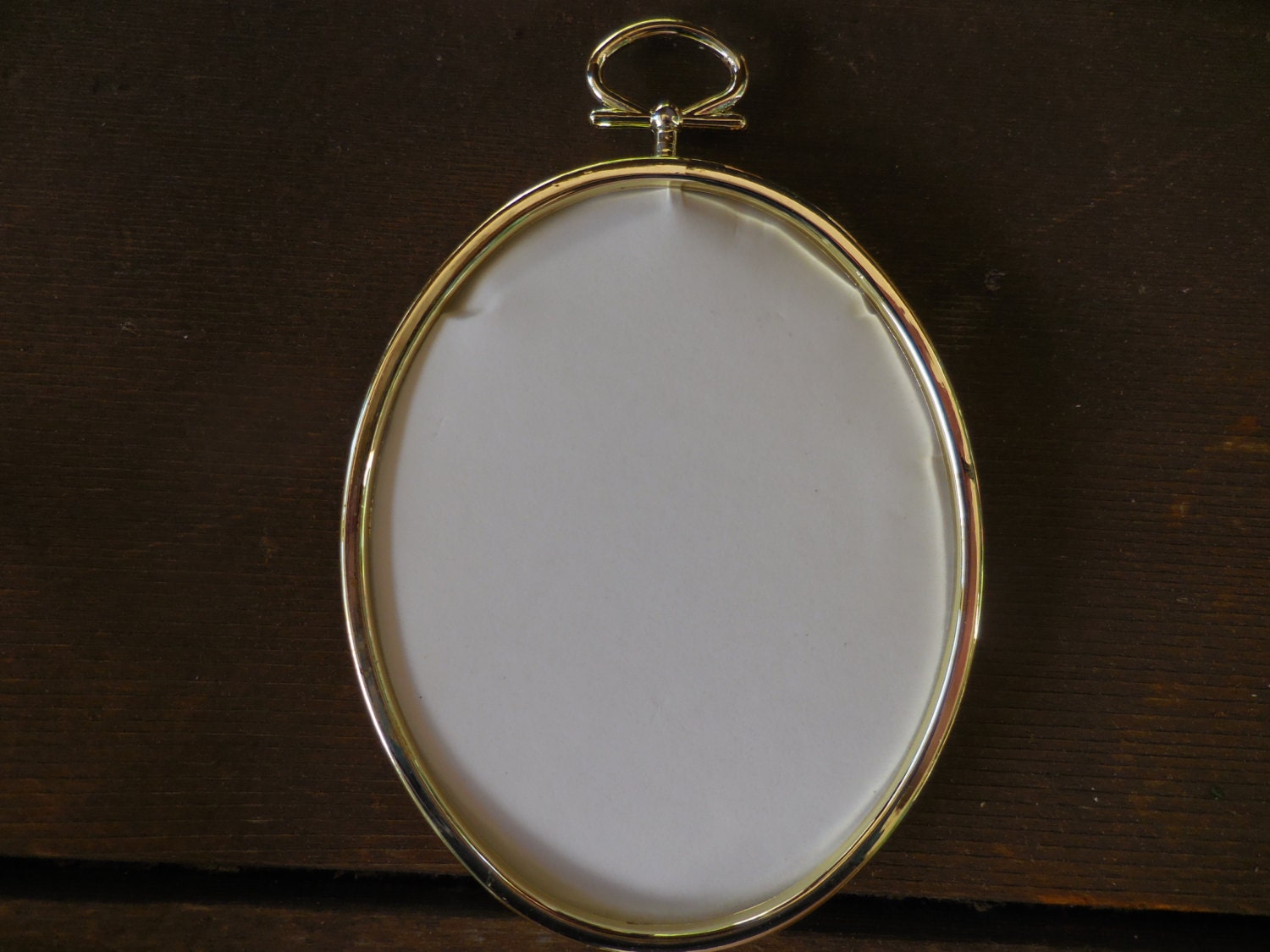 Vintage Gold Tone Plastic Picture Frame For Embroidery Oval