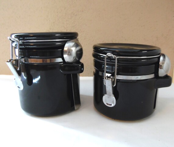 Black Ceramic Canister Storage Containers 2 Pc Set   Il 570xN.801250183 Lkks 