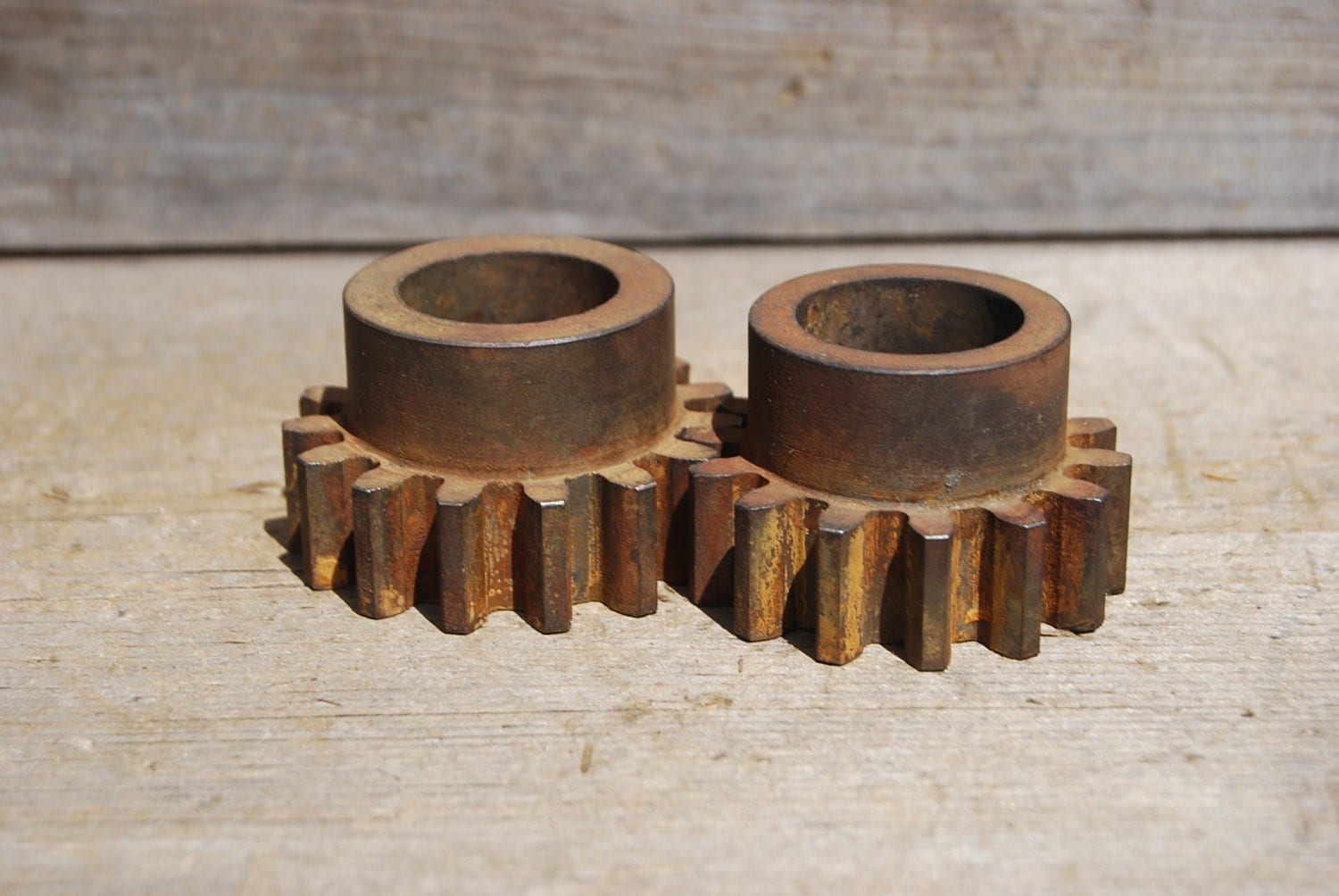 Two Small Antique Industrial Gears