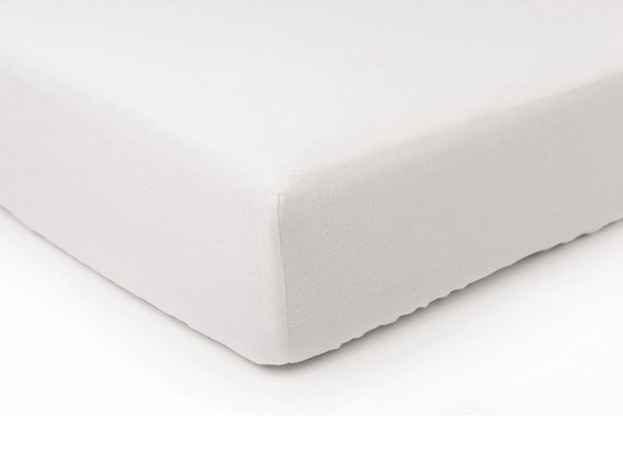 White linen fitted sheet Queen Twin King or custom size ...