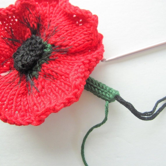 Knit Flower Instant Download PDF Pattern Poppy Flower by OhmayDIY