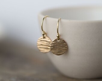 Textured Gold Fill Earrings, Gift for Women, Earrings for Women, Gift for Her, Handmade Jewelry by Burnish