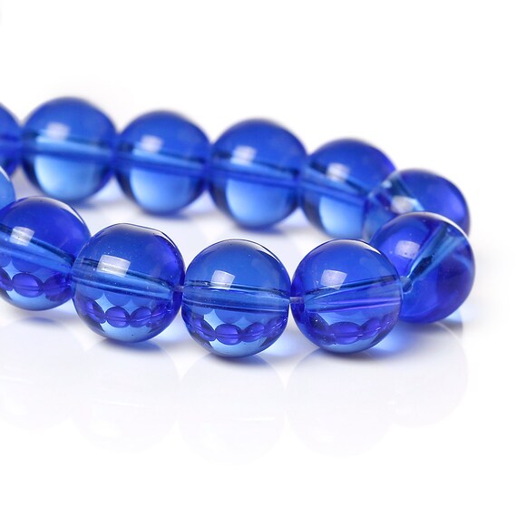 Dark Blue Round Glass Beads 10mm