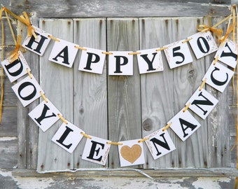 Happy Anniversary Banner -Silver Anniversary Party Decorations -Golden Anniversary Decoration- 25th or 40th or 50th You Pick the Colors