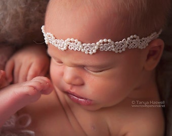 Newborn Halo Headband, Pearl Headband, Newborn Headband, Halo Pearl Headband