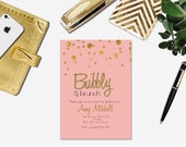 Printable Blush, Black and Gold Champagne Brunch bridal shower Invitation