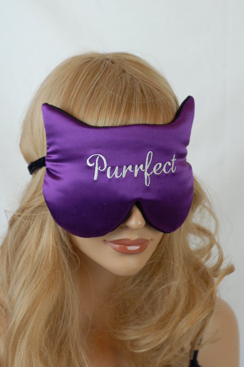 Silk Eye Mask Sleep Mask Embroidered Charmeuse by AdorabellaBaby