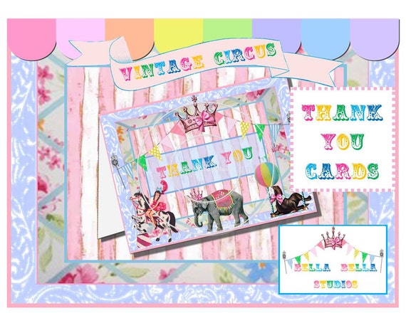 CIRCUS Thank You CARDS ~ Printable Instant Download Il_570xn