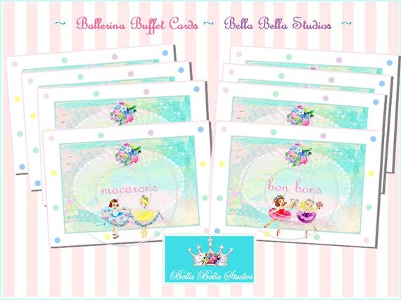 BALLERINA FOOD CARDS - Personalized Printable Download Il_570xn