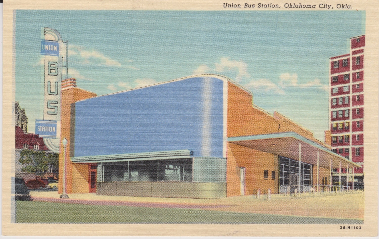 Union Bus Station Oklahoma City Oklahoma Linen Postcard