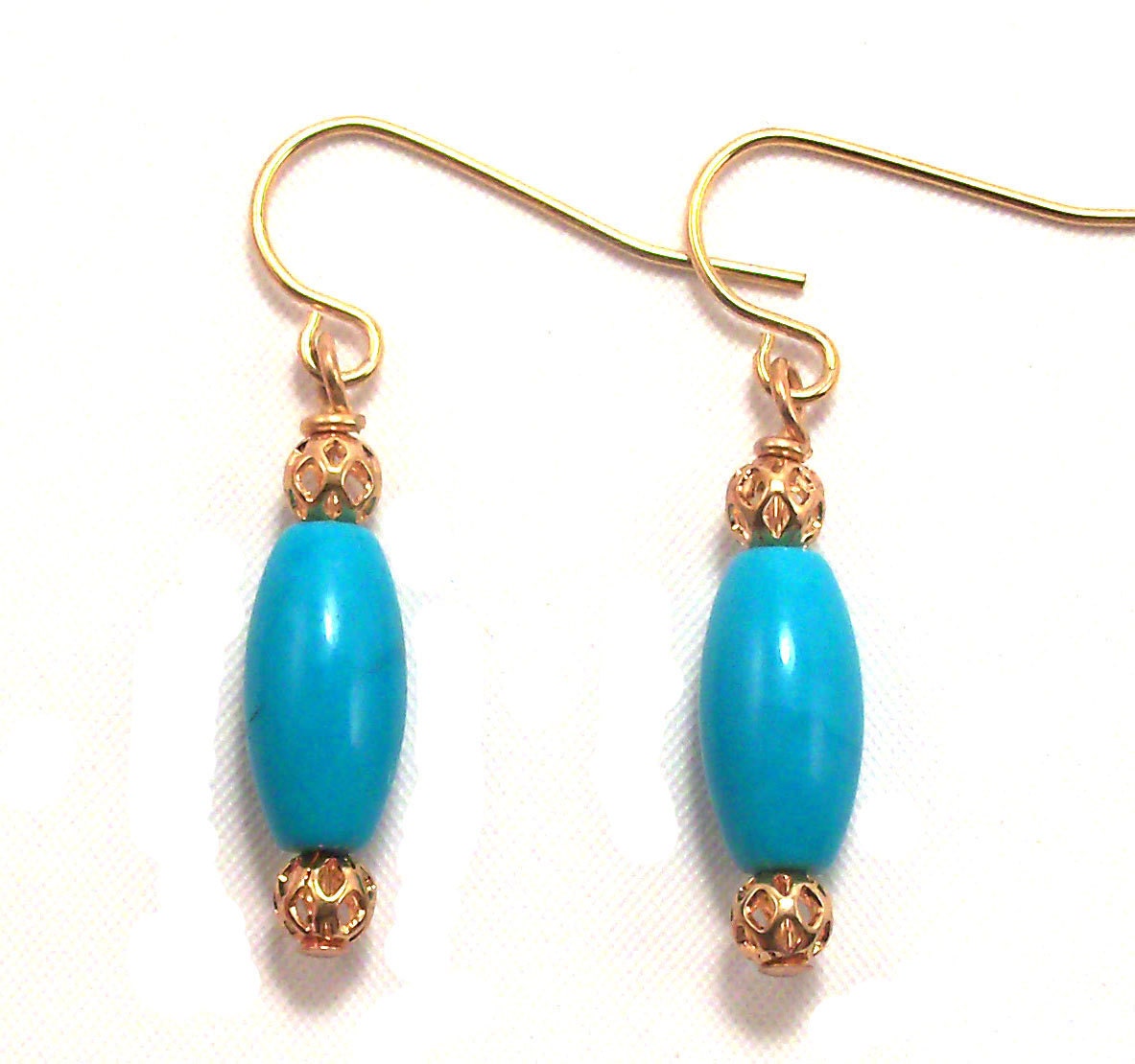 Small Blue Turquoise Drop Earrings