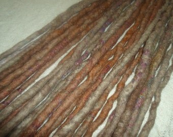 Set Of TEN Double Ended Dreadlocks Natural Ginger & Mid Blonde Mix DE Dreads Bohemian Felted Wool Light Brown Red Dreadlock Hair Extensions