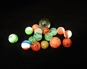 Vintage Lot Of 17 Assorted Marbles