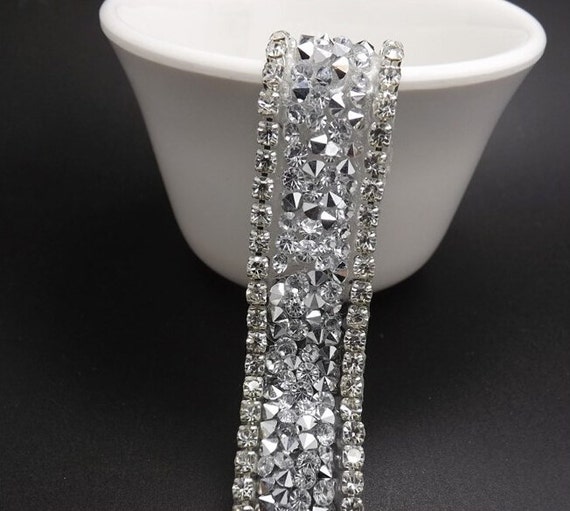 15MM Wide Diamond Real Rhinestone Crystal Trim by weddingfeather