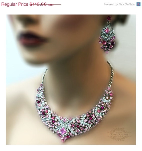 Bridal jewelry set wedding jewelry bib necklace by GlamDuchess