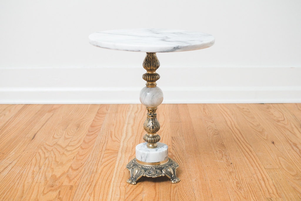 Marble & Brass Plant Stand Side Table – Haute Juice