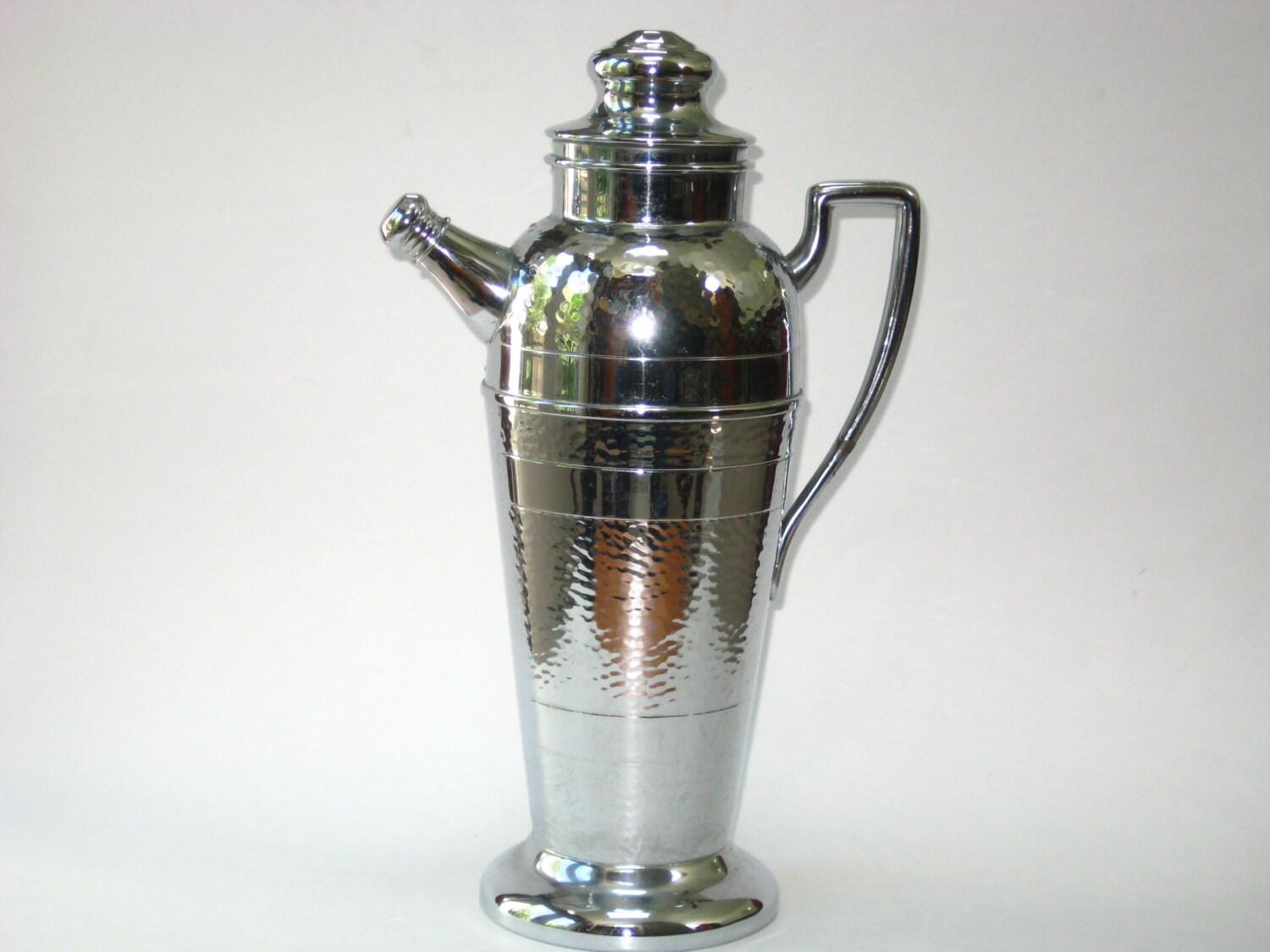 Art Deco Cocktail Shaker Martini Mixer Hammered Chrome