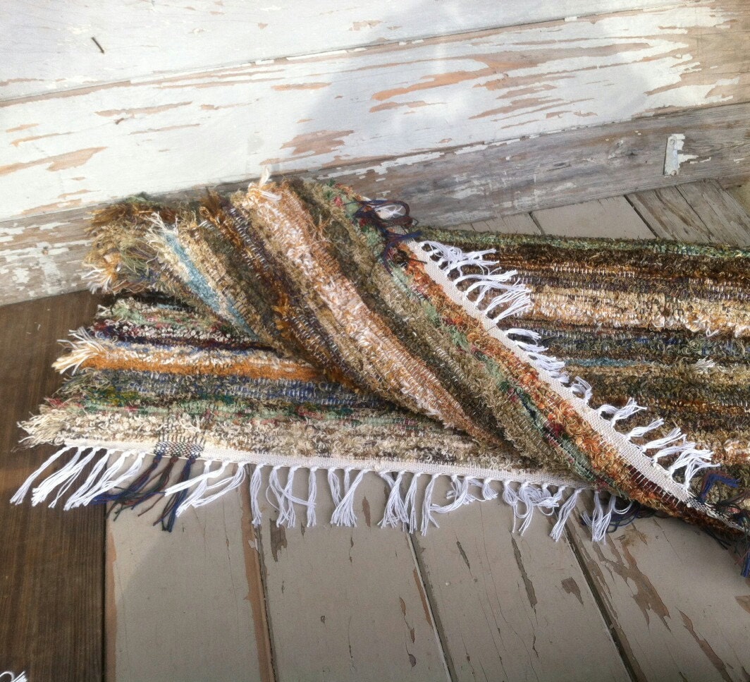 Brilliant Amish Rag Rug in Rich Gem Tones by happydayantiques