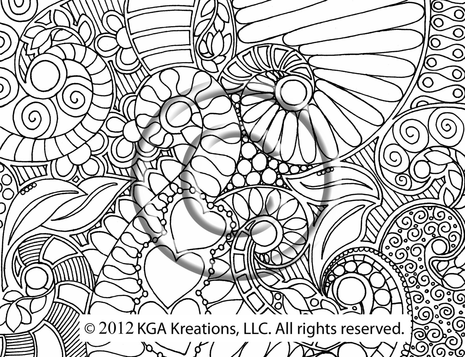 Instant PDF Download Coloring Page Hand Drawn by KGAKreationsLLC