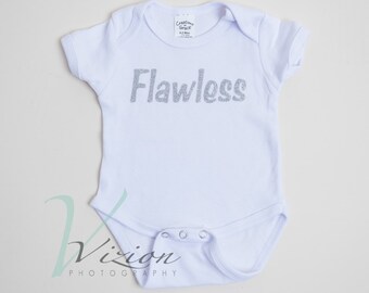 newborn onesie, flawless baby onesie glitter, newborn outfits, newborn clothing, pink onesie, flawless onesie, children's t-shirts