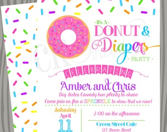 Donuts and Diapers Sprinkle Baby Shower Invite