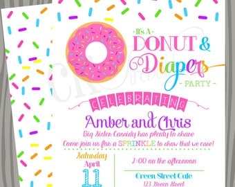 Donuts and Diapers Sprinkle Baby Shower Invite