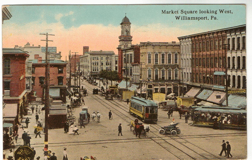 Vintage Postcard Williamsport Pa. Market Square by lotsofpostcards