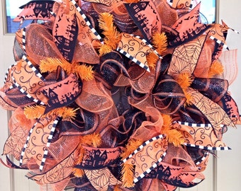 Halloween Wreath~ Halloween Decor ~Deco Mesh Wreath