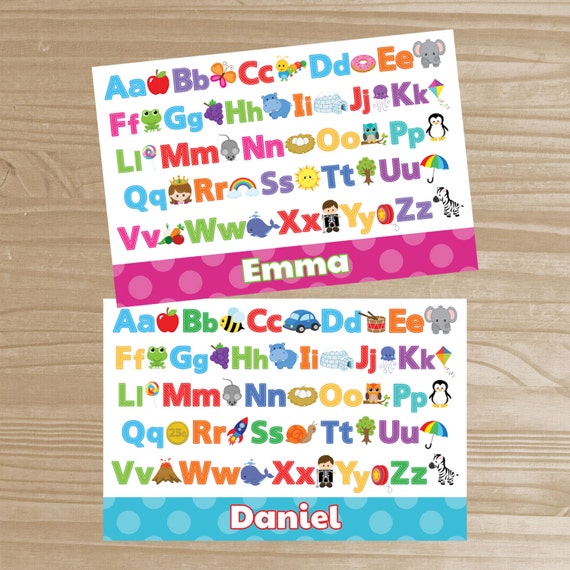 Items similar to Personalized Alphabet Placemat Kids' Alphabet
