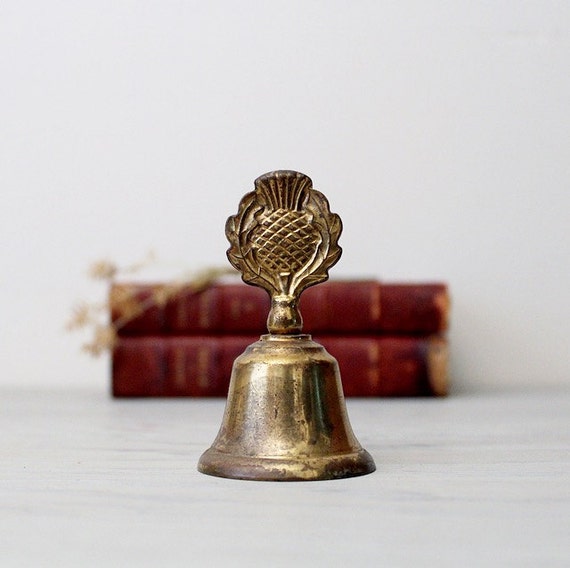 Vintage Brass Table Bell With Small Ornate Handle Brass Hand