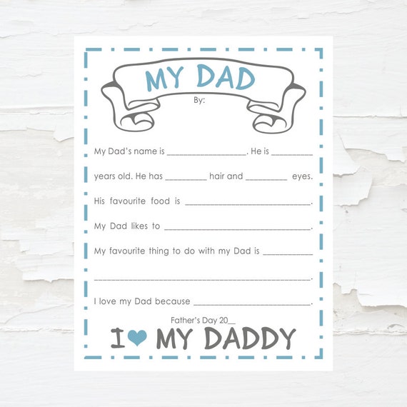 Printable Mother & Father's Day Questionnaire Instant