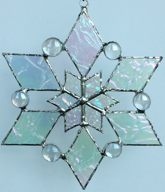 Stained Glass Snowflake Suncatcher Design 2c 0341