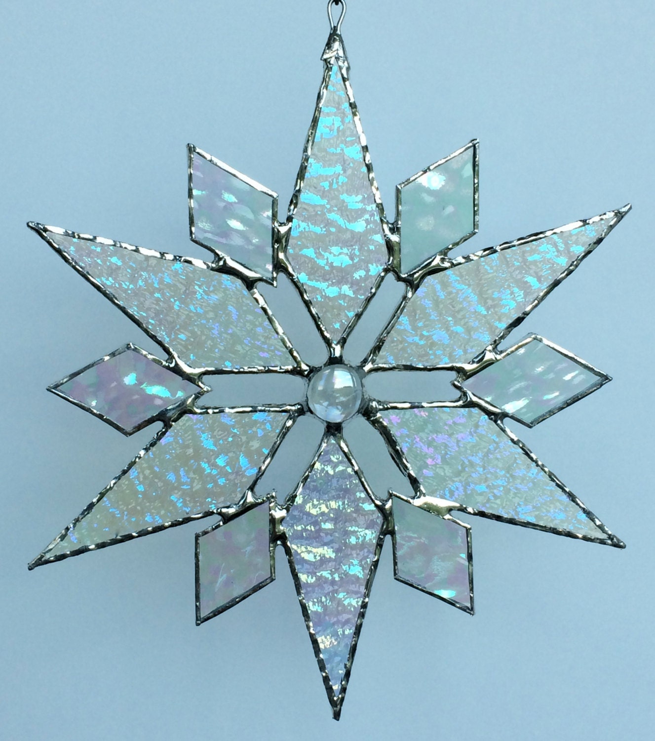 stained glass snowflake suncatcher design 8B