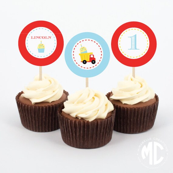 Dump Truck & Cupcakes Printable Digital Party Circles / Cupcake Toppers -- Mirabelle Creations Il_570xn