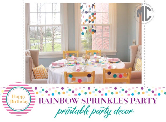 PRINTABLE PARTY COLLECTION -- Rainbow Sprinkles Party Collection -- Mirabelle Creations Il_570xn
