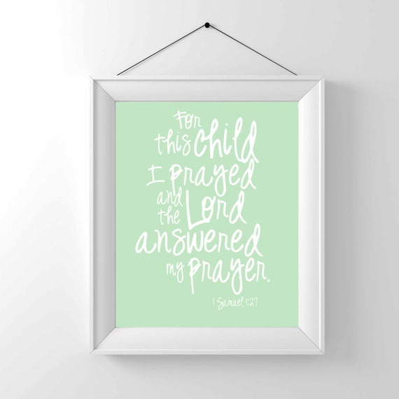 For This Child I Prayed 1 Samuel 1:27 Nursery Art Print