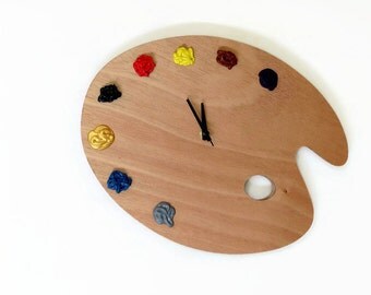 Wall Clock, Painters Palette Clock, Home and Living, Decor and Housewares, Home Decor,Artists Clock