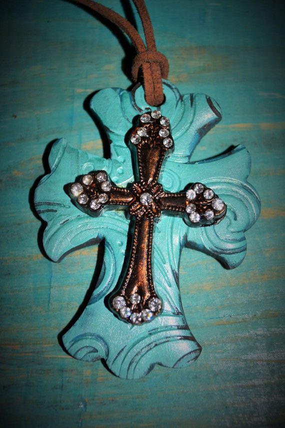 Chunky Cross Clay Pendant by BrandedPinkLivestock on Etsy