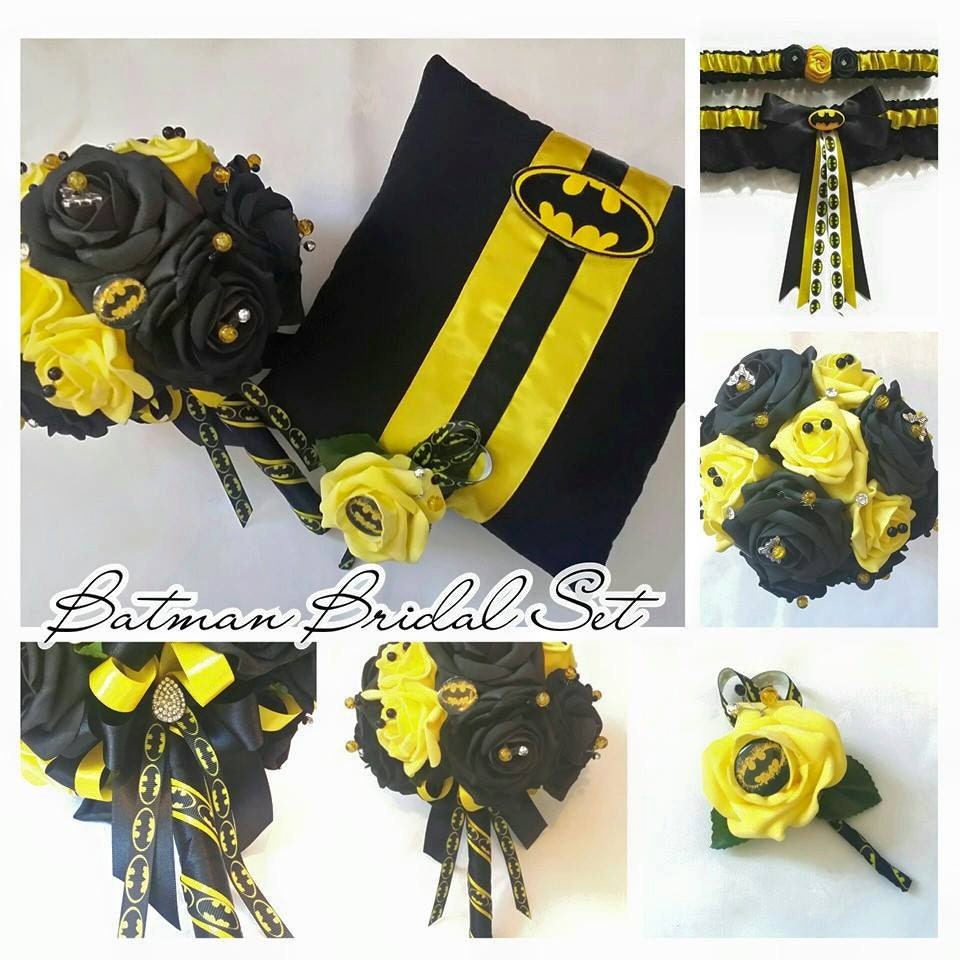 Batman Themed Brides Bouquet/Bridal Set by scarboroughrose on Etsy
