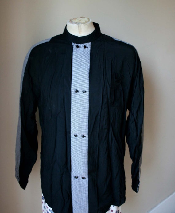 Items similar to Vintage 1980s Long Sleeved Banded Collar Button Up ...