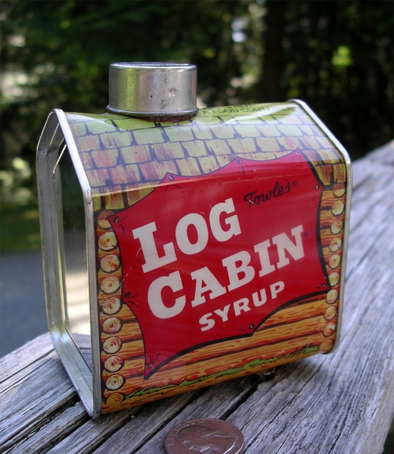 Vintage Log  Cabin  Syrup  Tin Towle s Promotional