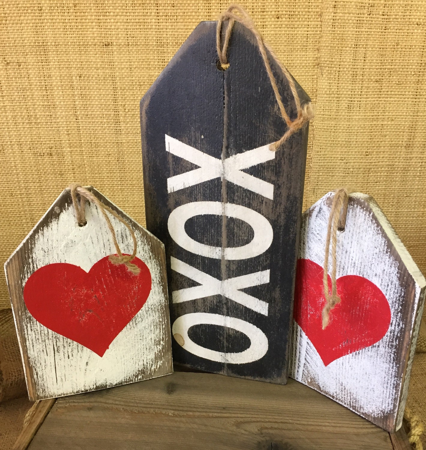 XOXO Heart Valentine s Day Rustic Large Wood