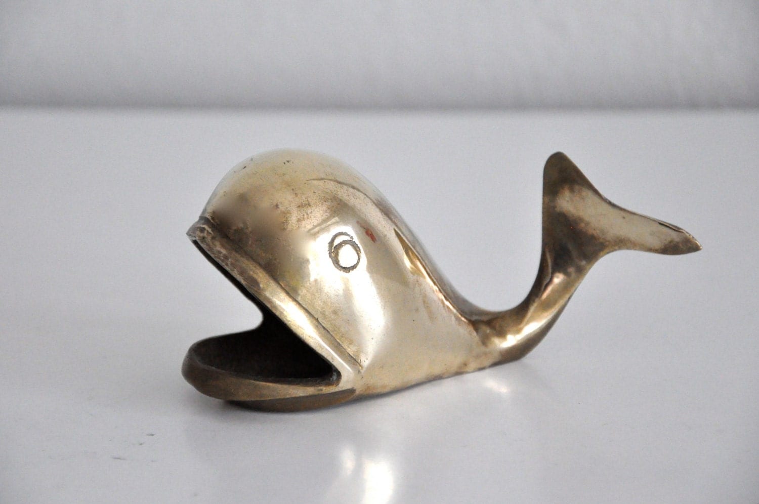 Vintage 60s Brass Whale Figurine Paperweight