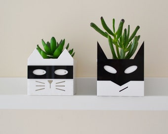 Superhero or Supervillain cat planter