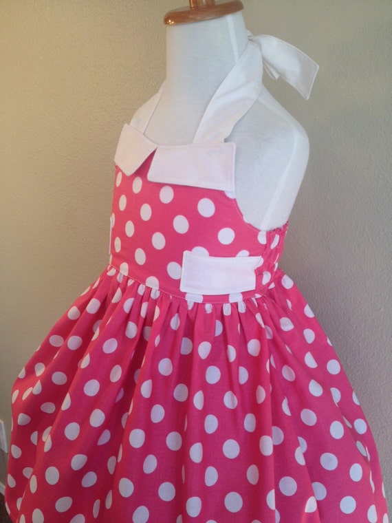 Minnie Mouse Inspired Dress Pink Polka Dot by LittleDaintyDarlings