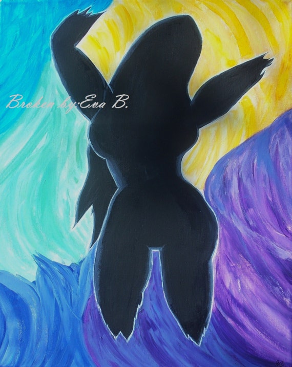 Nude Silhouette Figure Painting Woman Black Rainbow Colors Art