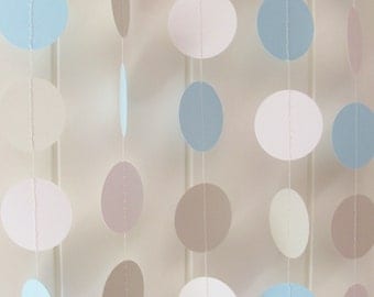 Blue White & Grey Circle Garland 10ft Long - Wedding Decoration, Birthday Decoration, Baby Shower Garland,Nursery Garland