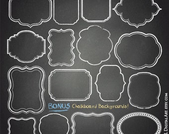 Chalkboard Rustic Clipart White Chalk Frames Commercial Use Free Chalkboard Background Instant Digital Download DIY Wedding 10655