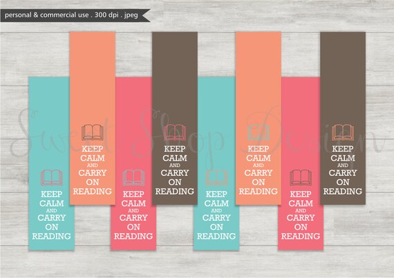 Digital Bookmark, Printable Bookmarks, Royalty Free Clipart, Keep Calm & Carry On Reading, N04, Instant Download Il_570xn