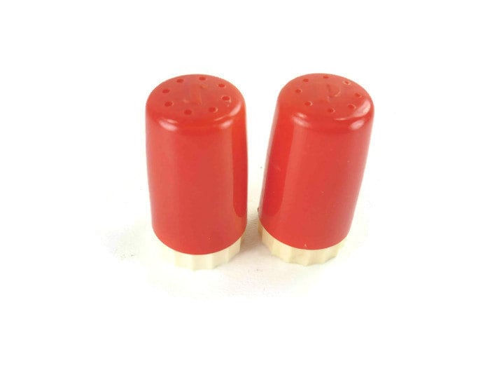 Vintage Red Plastic Salt and Pepper Shakers